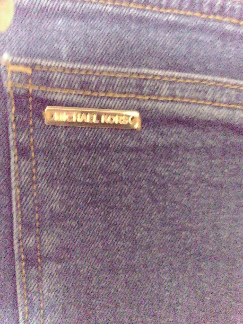 Michael Kors Dark Blue High-Rise Flare Jeans with Gold Buttons Size 12